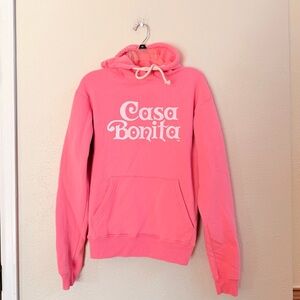 Casa Bonita pink graphic print fleece lined hoodie